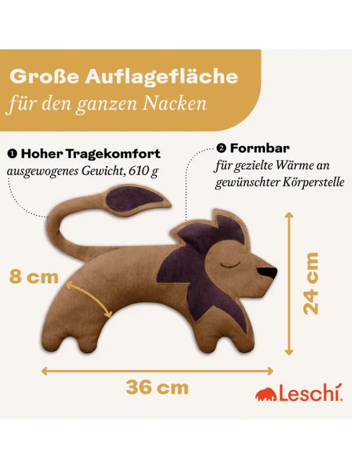 Leschi Wärmflaschen & -Kissen<Wärmekissen 100 % Bio-Baumwolle, Körnerkissen "Löwe Juri" in Goldbraun