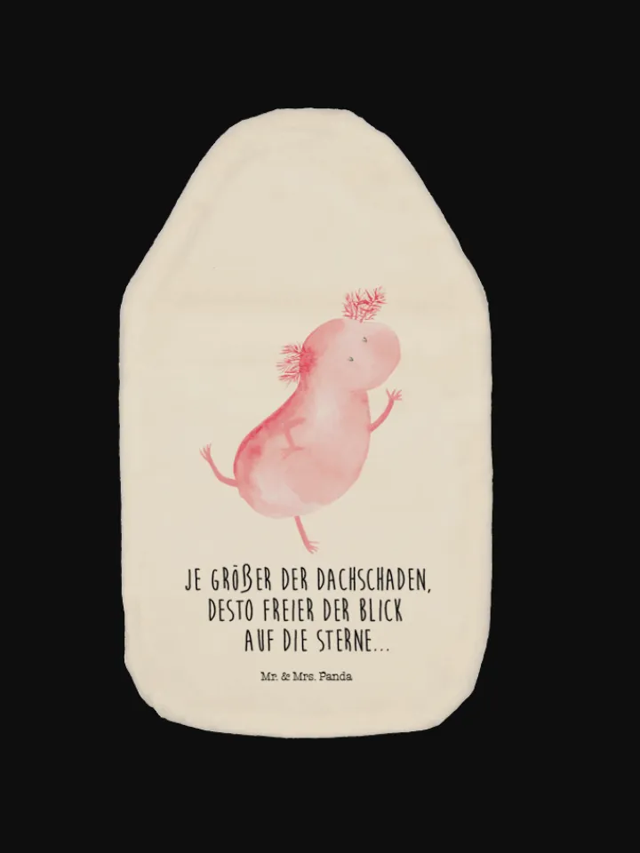 Mr. & Mrs. Panda Wärmflaschen & -Kissen<Wärmekissen Axolotl Tanzen mit Spruch in Weiß