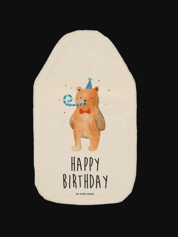 Mr. & Mrs. Panda Wärmflaschen & -Kissen<Wärmekissen Bär Geburtstag mit Spruch in Weiß
