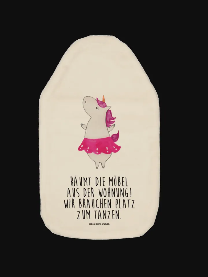 Mr. & Mrs. Panda Wärmflaschen & -Kissen<Wärmekissen Einhorn Ballerina mit Spruch in Weiß