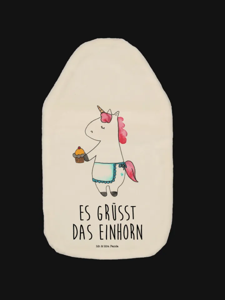 Mr. & Mrs. Panda Wärmflaschen & -Kissen<Wärmekissen Einhorn Muffin mit Spruch in Weiß