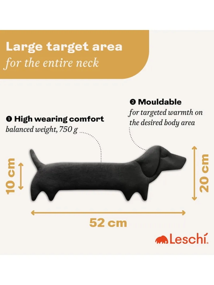 Leschi Wärmflaschen & -Kissen<Wärmekissen "Hund Winston" in Schwarz - (B)52 x (H)20 x (T)4 cm