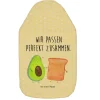 Mr. & Mrs. Panda Wärmflaschen & -Kissen<Wärmflasche Avocado Toast mit Spruch in Gelb Pastell