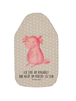 Mr. & Mrs. Panda Wärmflaschen & -Kissen<Wärmflasche Axolotl Niedlich mit Spruch in Grau Pastell