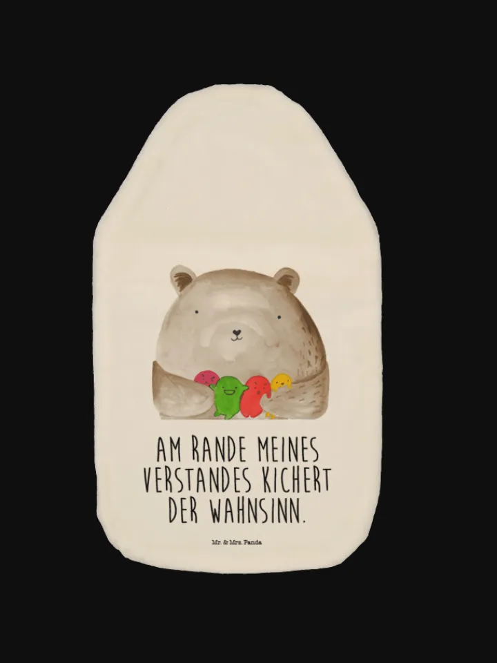 Mr. & Mrs. Panda Wärmflaschen & -Kissen<Wärmflasche Bär Gefühl mit Spruch in Weiß