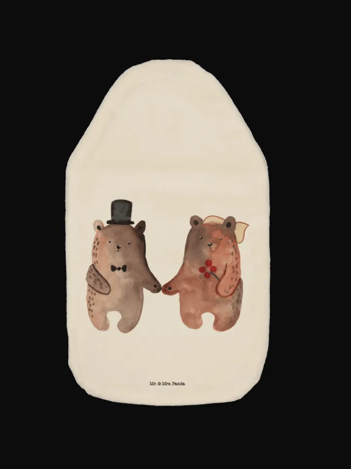 Mr. & Mrs. Panda Wärmflaschen & -Kissen<Wärmflasche Bär Heirat ohne Spruch in Weiß