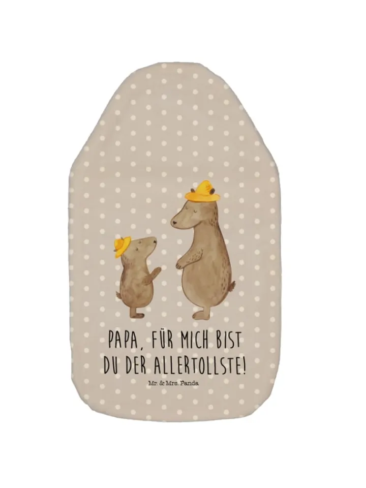 Mr. & Mrs. Panda Wärmflaschen & -Kissen<Wärmflasche Bären mit Hut mit Spruch in Grau Pastell