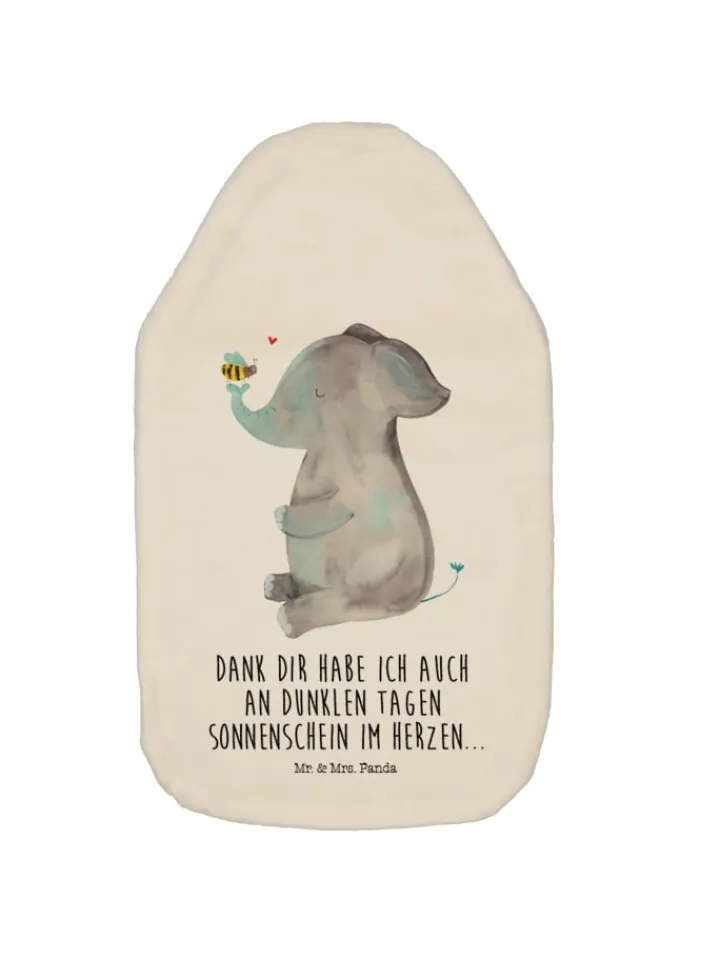 Mr. & Mrs. Panda Wärmflaschen & -Kissen<Wärmflasche Elefant Biene mit Spruch in Weiß