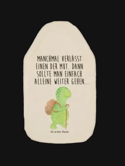 Mr. & Mrs. Panda Wärmflaschen & -Kissen<Wärmflasche Schildkröte Wanderer mit Spruch in Weiß