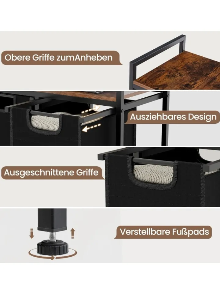 COSTWAY Wäschekörbe & -Ständer<Wäschekorb 2 Fächer 90L in Schwarz