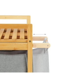 relaxdays Wäschekörbe & -Ständer<Wäschekorb 2 Fächer mit Ablage