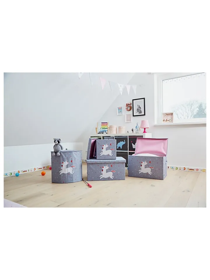STORE IT Wäschekörbe & -Ständer<Wäschekorb "Einhorn" in Grau - (B)35 x (H)50 x (T)35 cm