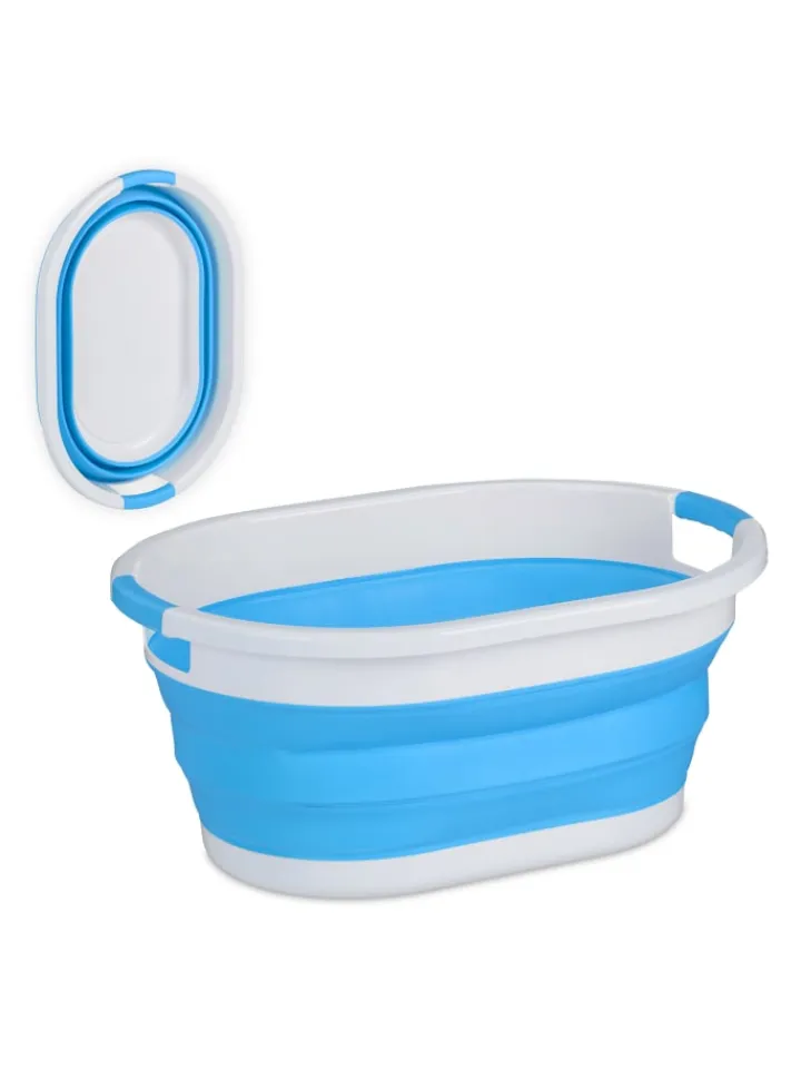 relaxdays Wäschekörbe & -Ständer<Wäschekorb "faltbar" in Blau - 36 l