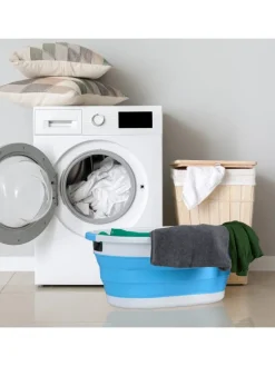 relaxdays Wäschekörbe & -Ständer<Wäschekorb "faltbar" in Blau - 36 l