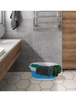 relaxdays Wäschekörbe & -Ständer<Wäschekorb "faltbar" in Blau - 24 l