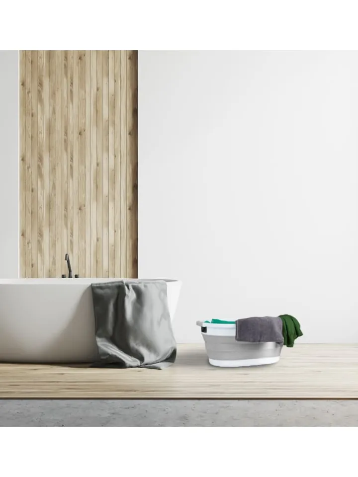 relaxdays Wäschekörbe & -Ständer<Wäschekorb "faltbar" in Grau - 36 l
