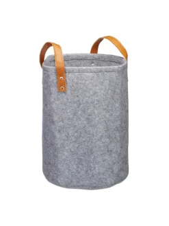 relaxdays Wäschekörbe & -Ständer<Wäschekorb in Anthrazit - (H)45 x Ø30 cm