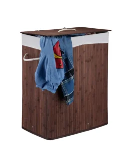 relaxdays Wäschekörbe & -Ständer<Wäschekorb in Braun - (B)55 x (H)63 x (T)35 cm