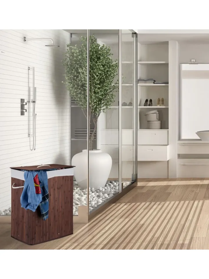 relaxdays Wäschekörbe & -Ständer<Wäschekorb in Braun - (B)55 x (H)63 x (T)35 cm