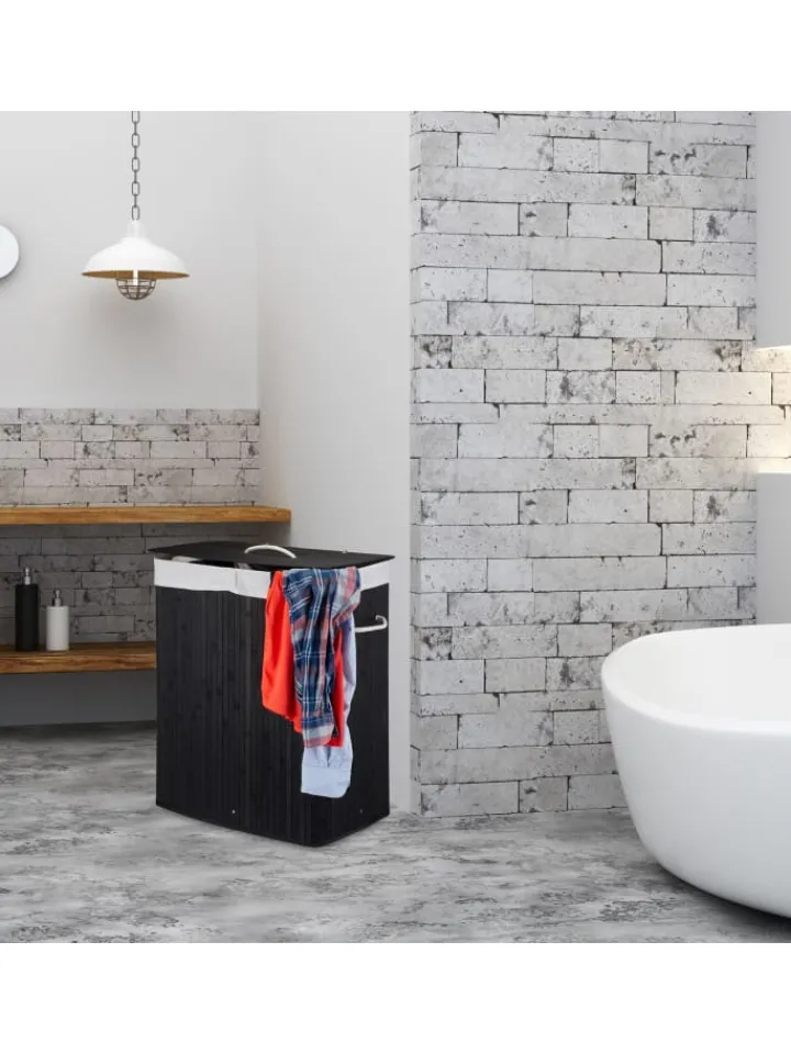 relaxdays Wäschekörbe & -Ständer<Wäschekorb in Braun - (B)55 x (H)63 x (T)35 cm