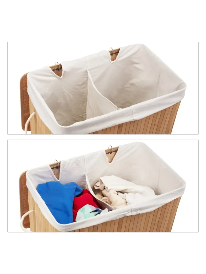 relaxdays Wäschekörbe & -Ständer<Wäschekorb in Braun - (B)55 x (H)63 x (T)35 cm