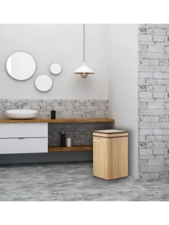 relaxdays Wäschekörbe & -Ständer<Wäschekorb in Braun - (B)36 x (H)63 x (T)36 cm