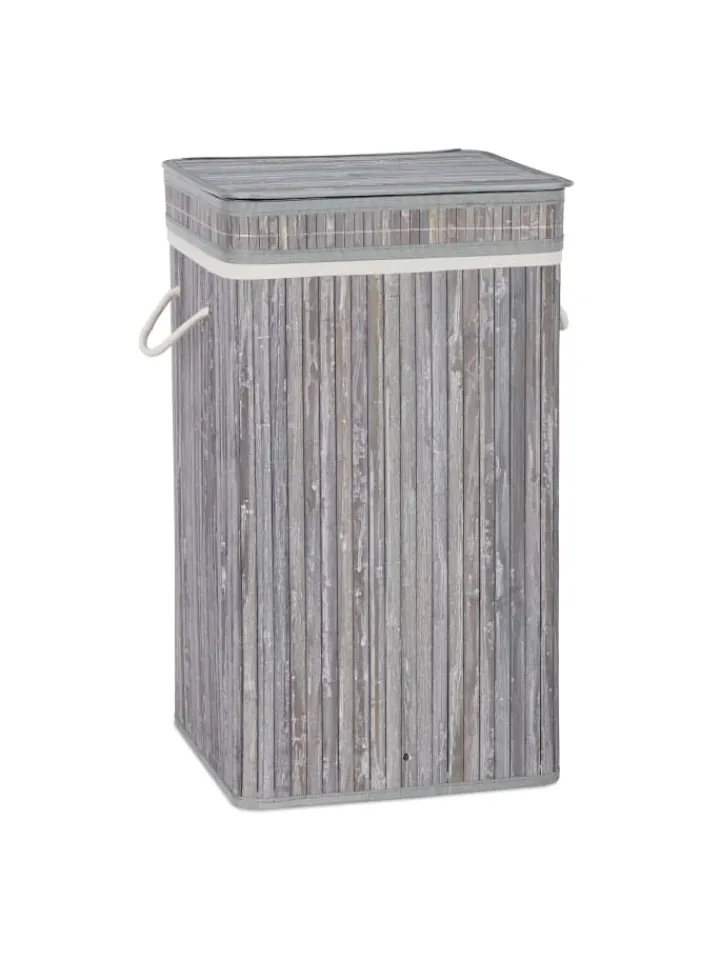 relaxdays Wäschekörbe & -Ständer<Wäschekorb in Grau - (B)36 x (H)63 x (T)36 cm