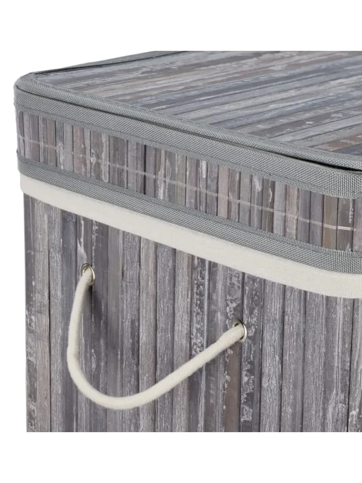 relaxdays Wäschekörbe & -Ständer<Wäschekorb in Grau - (B)36 x (H)63 x (T)36 cm