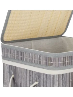 relaxdays Wäschekörbe & -Ständer<Wäschekorb in Grau - (B)36 x (H)63 x (T)36 cm