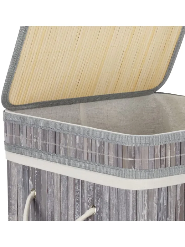 relaxdays Wäschekörbe & -Ständer<Wäschekorb in Grau - (B)36 x (H)63 x (T)36 cm