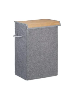 relaxdays Wäschekörbe & -Ständer<Wäschekorb in Grau - (B)40 x (H)60 x (T)30 cm