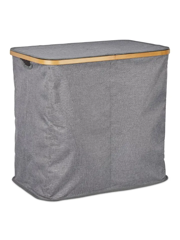 relaxdays Wäschekörbe & -Ständer<Wäschekorb in Grau - (B)54 x (H)50 x (T)33,5 cm