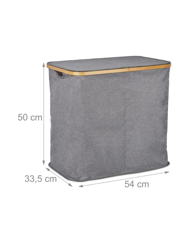 relaxdays Wäschekörbe & -Ständer<Wäschekorb in Grau - (B)54 x (H)50 x (T)33,5 cm