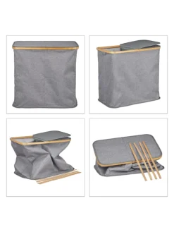 relaxdays Wäschekörbe & -Ständer<Wäschekorb in Grau - (B)54 x (H)50 x (T)33,5 cm