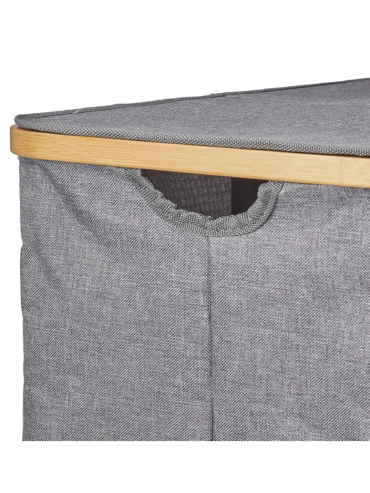 relaxdays Wäschekörbe & -Ständer<Wäschekorb in Grau - (B)54 x (H)50 x (T)33,5 cm