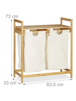 relaxdays Wäschekörbe & -Ständer<Wäschekorb in Natur - 60 l