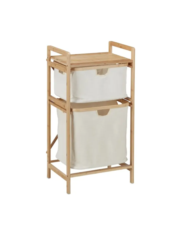 relaxdays Badezimmermöbel|Badmöbel<Wäschekorb in Natur/ Beige - (B)44 x (H)85 x (T)33 cm