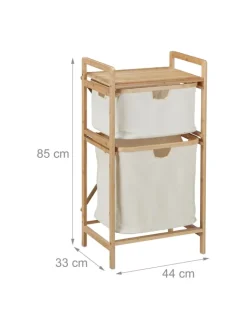 relaxdays Badezimmermöbel|Badmöbel<Wäschekorb in Natur/ Beige - (B)44 x (H)85 x (T)33 cm