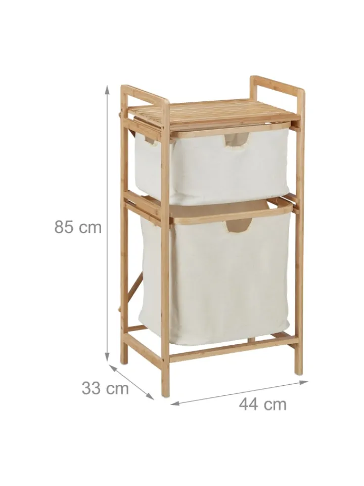 relaxdays Badezimmermöbel|Badmöbel<Wäschekorb in Natur/ Beige - (B)44 x (H)85 x (T)33 cm