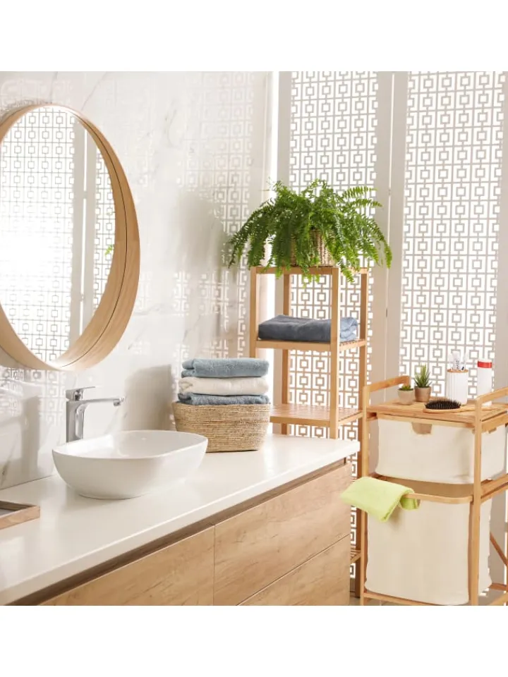 relaxdays Badezimmermöbel|Badmöbel<Wäschekorb in Natur/ Beige - (B)44 x (H)85 x (T)33 cm