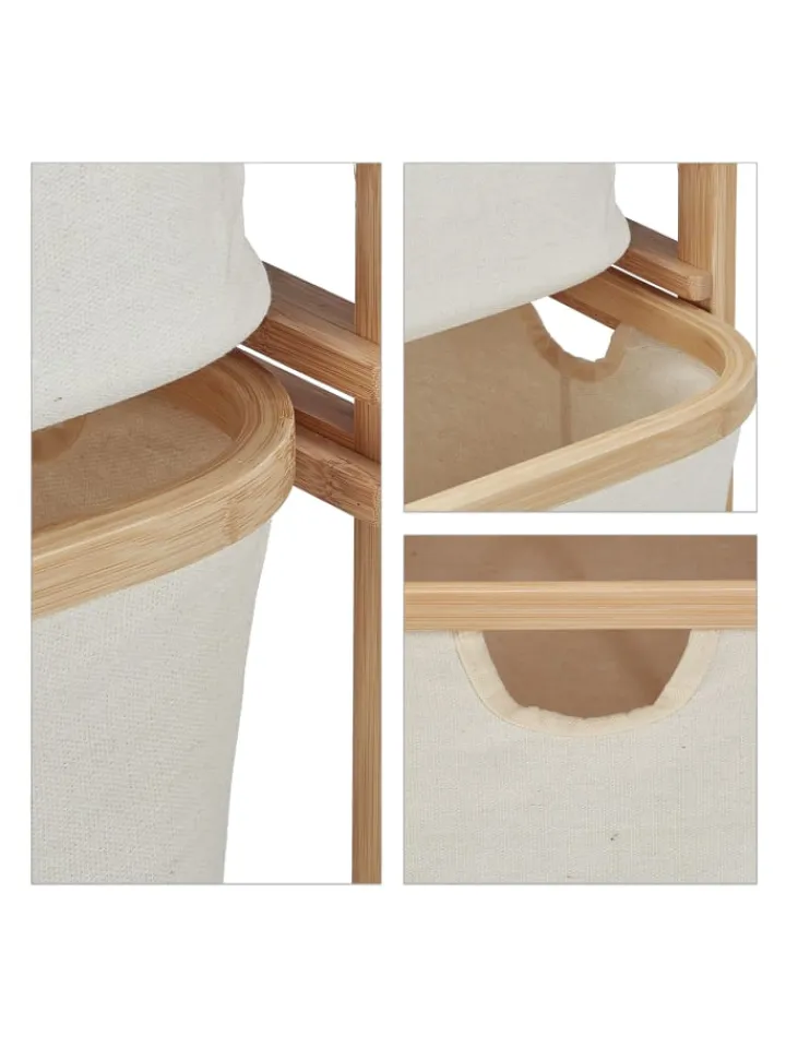 relaxdays Badezimmermöbel|Badmöbel<Wäschekorb in Natur/ Beige - (B)44 x (H)85 x (T)33 cm