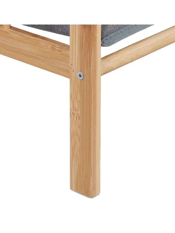 relaxdays Wäschekörbe & -Ständer<Wäschekorb in Natur/ Grau - (B)39 x (H)60 x (T)30 cm