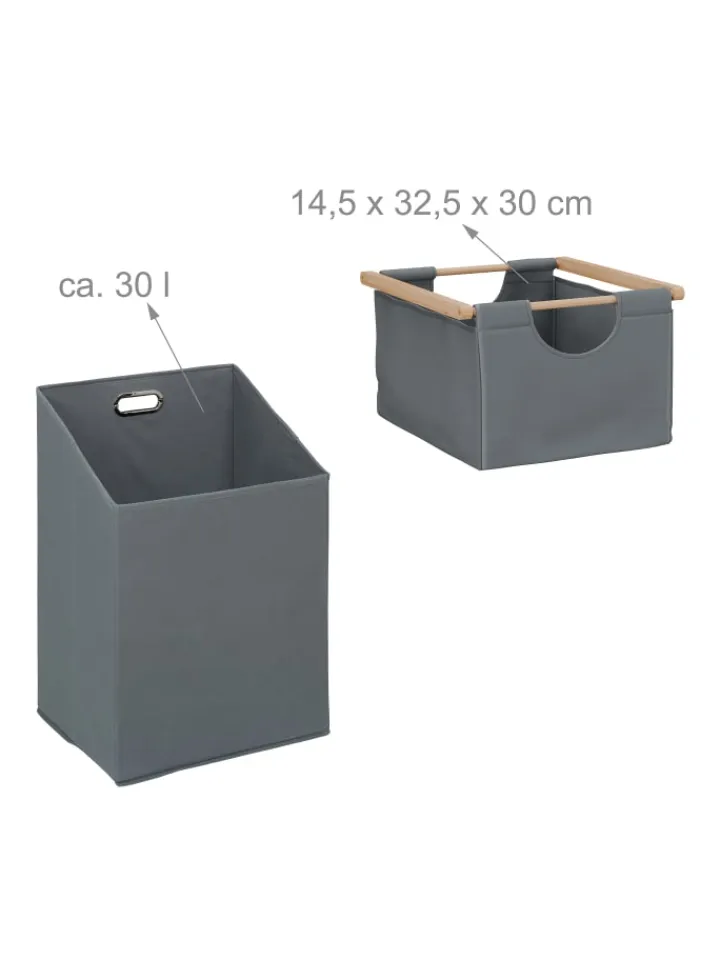 relaxdays Wäschekörbe & -Ständer<Wäschekorb in Natur/ Grau - (B)40 x (H)120 x (T)33 cm