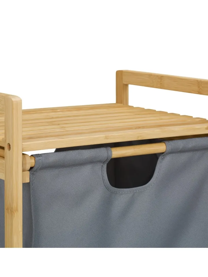 relaxdays Wäschekörbe & -Ständer<Wäschekorb in Natur/ Grau - (B)40 x (H)120 x (T)33 cm