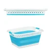 relaxdays Wäschekörbe & -Ständer<Wäschekorb in Petrol - (B)61 x (H)27 x (T)45,5 cm
