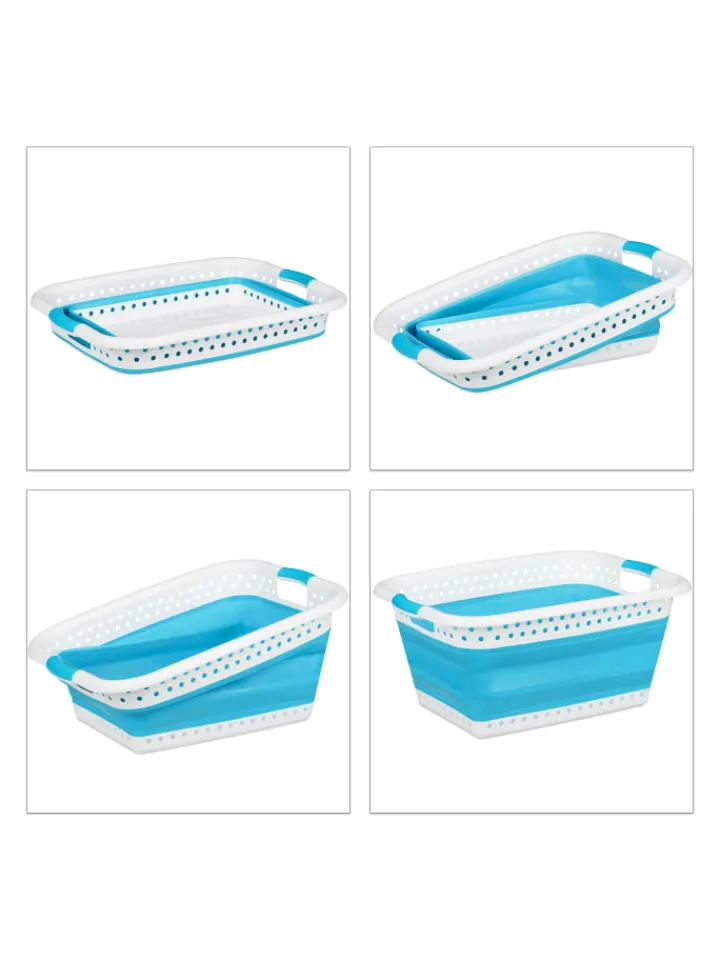 relaxdays Wäschekörbe & -Ständer<Wäschekorb in Petrol - (B)61 x (H)27 x (T)45,5 cm