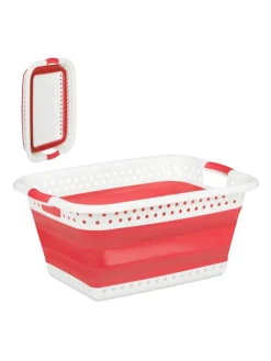 relaxdays Wäschekörbe & -Ständer<Wäschekorb in Rot - (B)61 x (H)27 x (T)45,5 cm