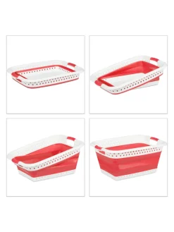 relaxdays Wäschekörbe & -Ständer<Wäschekorb in Rot - (B)61 x (H)27 x (T)45,5 cm