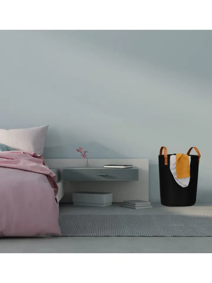 relaxdays Wäschekörbe & -Ständer<Wäschekorb in Schwarz - 28 Liter