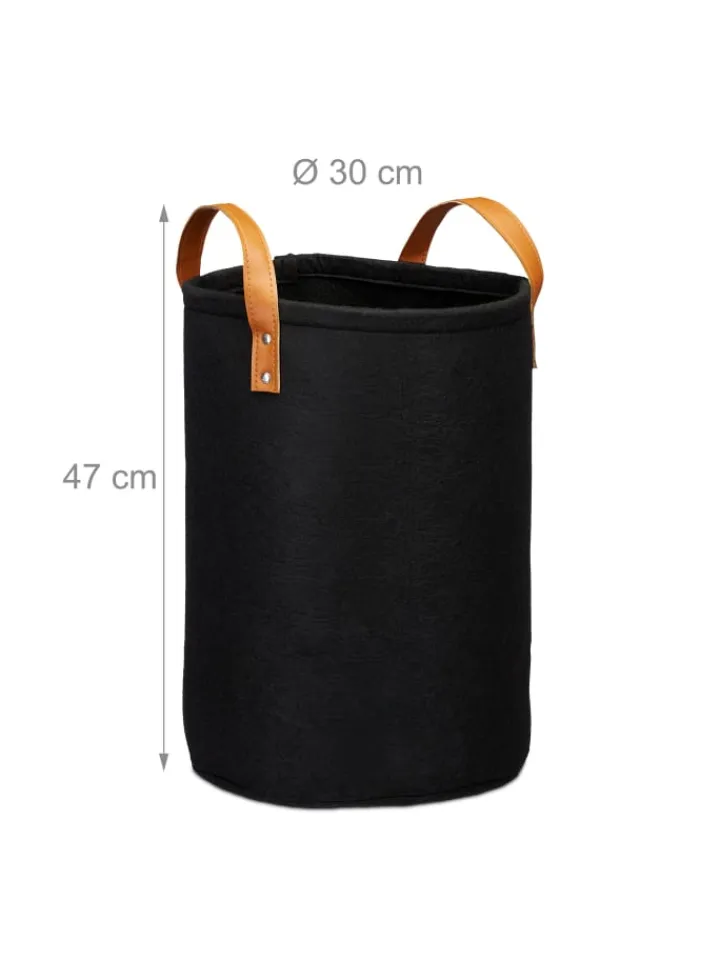 relaxdays Wäschekörbe & -Ständer<Wäschekorb in Schwarz - 28 Liter